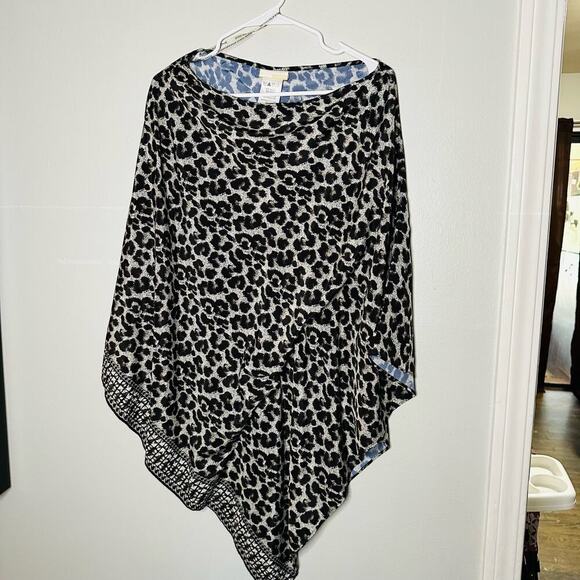 NWT Michael Michael Kors Black Grey Cheetah Print Poncho Style Swim Top Size XS - Picture 1 of 5